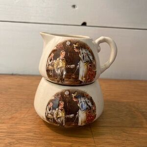 LANCASTER & SANDLAND OLIVER TWIST STACKING CREAMER & SUGAR BOWL CREAM